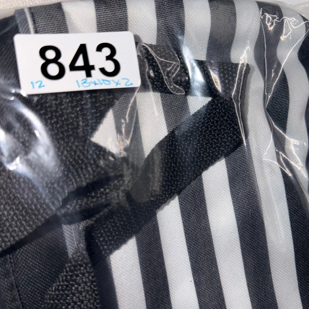 True Living Small Black White Striped Insulated Lunch Bag Preppy Tote